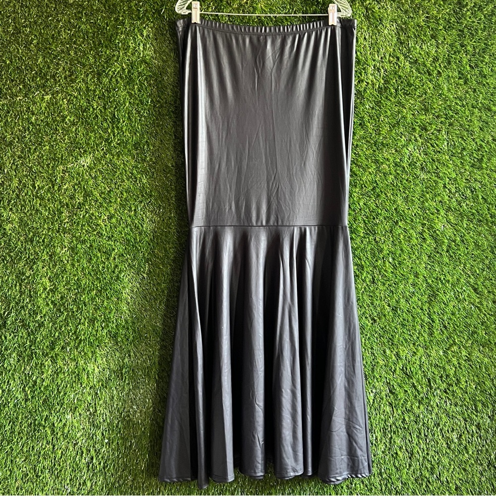 K Glam 3X Stretch Pleather Tube Top Strapless Dress Plus Curvy